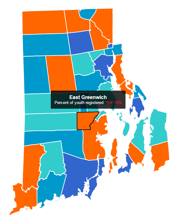 Screenshot of Rhode Island interactive map
