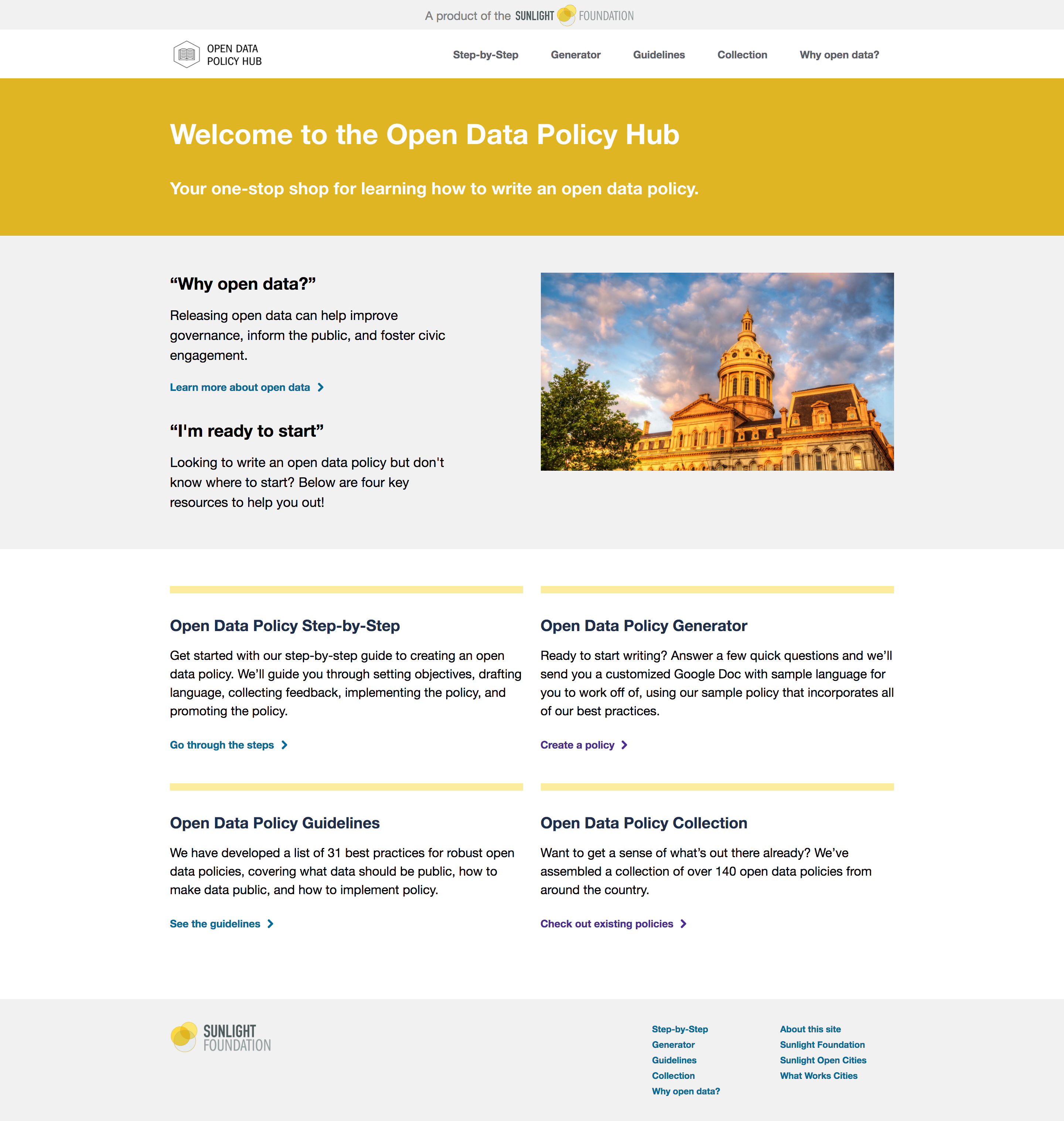 Home page of the Open Data Policy Hub