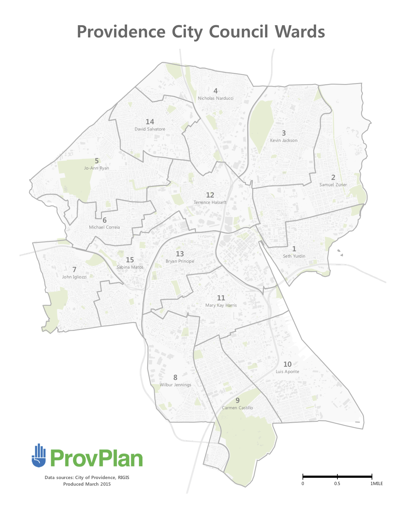 Map of Providence council wards